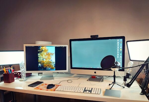 Modern Home Office Setup With Dual Monitors